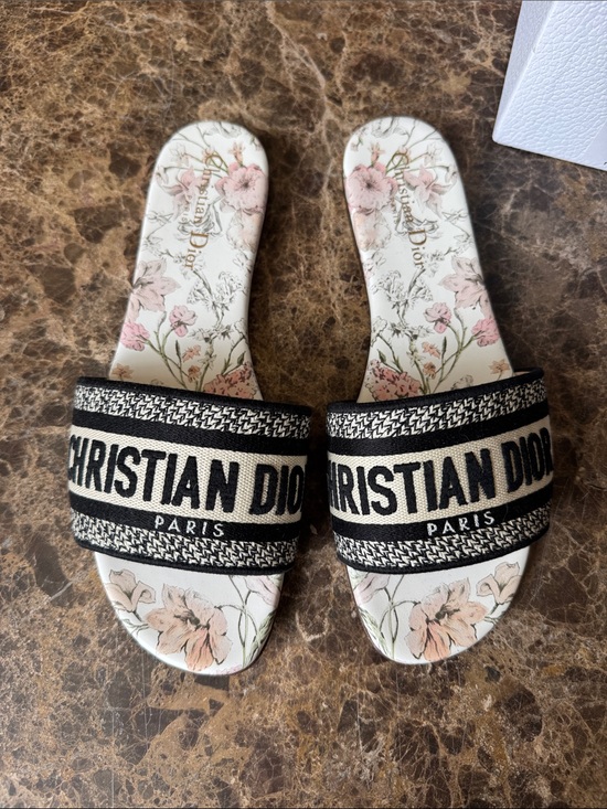 Dior Shoes - Dior Christian Dior dway slides white and rose multi color flats sz 39.5